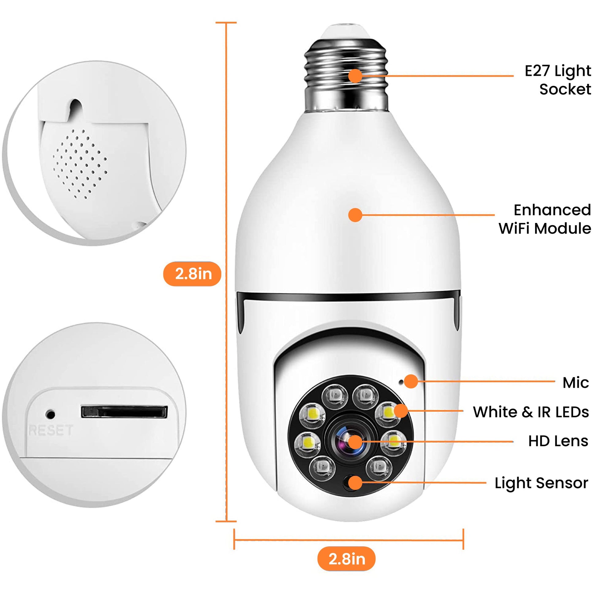 Cámara de Seguridad con Bombilla Wi-Fi para Interiores y Exteriores 1080P - Tienda Canalisma.com - ventas online